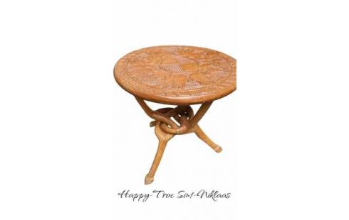 MESA DE SALÓN REDONDO GUCCI TECA, , TRÍPODE