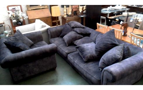 WOHNZIMMER BRAUN GRAU SAMT