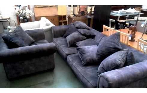 WOHNZIMMER BRAUN GRAU SAMT