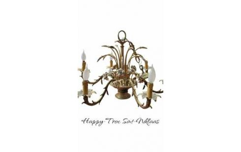 LÁMPARA DE TECHO AÑADA BRONCE, , BANDEJA DE PORCELANA MET FLOR