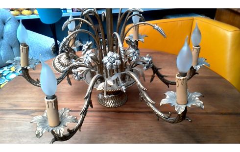 LÁMPARA DE TECHO AÑADA BRONCE, , BANDEJA DE PORCELANA MET FLOR