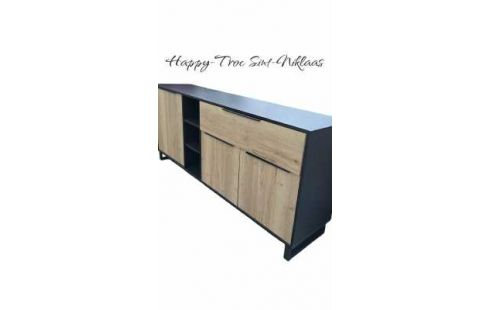 DRESSOIR ANTRACIET HOUT LOOK 3 DEUREN 1 LADE