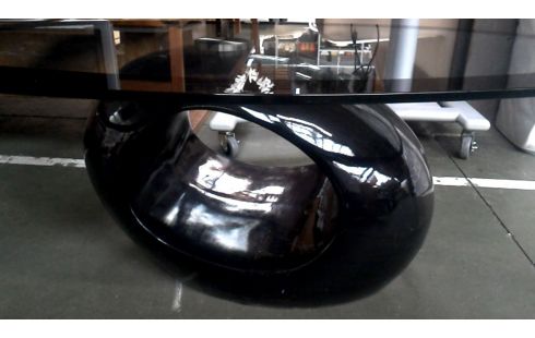 MESA DE SALÓN OVALADO DISEÑO HIELO MET NEGRO