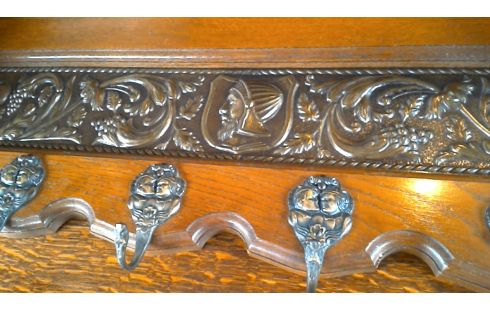 PORTE MANTEAU CHENE MET CUIVRE