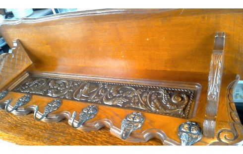 PORTE MANTEAU CHENE MET CUIVRE