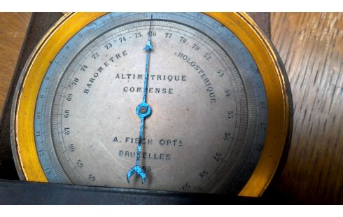 BAROMETER ALT LEDER KUPFER