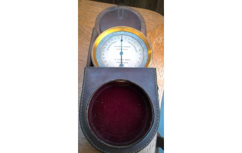 BAROMETER ALT LEDER KUPFER
