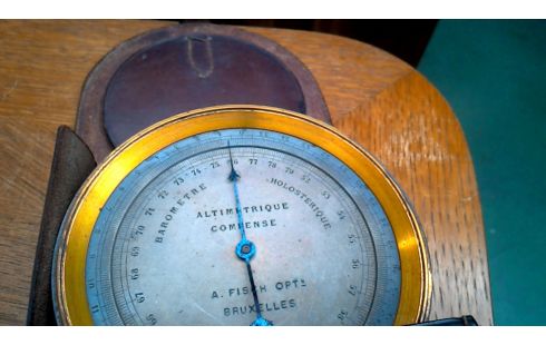 BAROMETER ALT LEDER KUPFER
