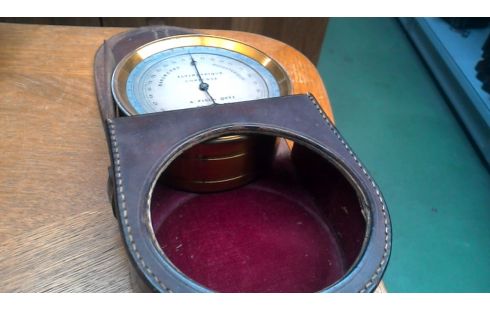 BAROMETER ALT LEDER KUPFER