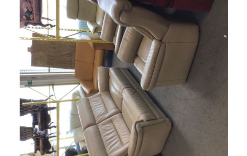 SALON CUIR BEIGE 3 + 1 + 1 RELAX MANUEL