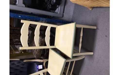 CHAISE CHENE BEIGE VERT LOT DE 4