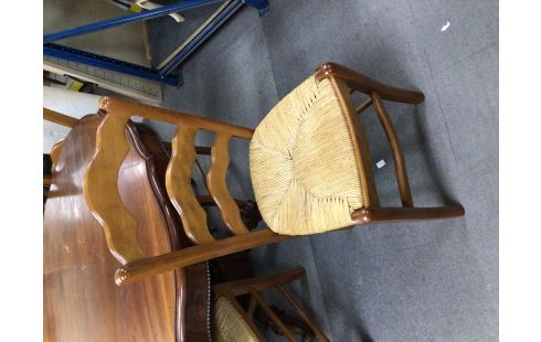 CHAISE CHENE VERNIS PAILLE LOT DE 4