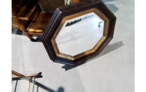 MIROIR BISEAUTE OCTOGONAL CADRE BOIS