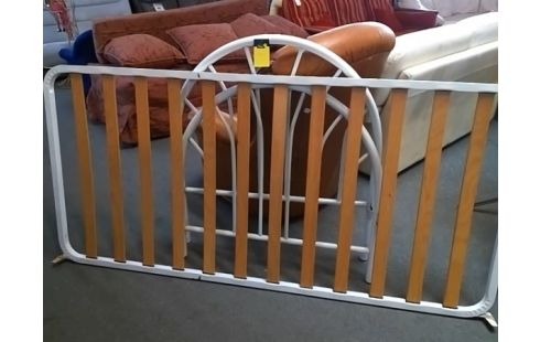 LIT METAL BLANC AVEC SOMMIER A LATTES 90X190