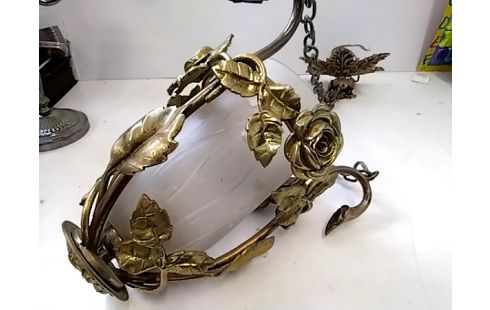 SUSPENSION Ancienne laiton verre