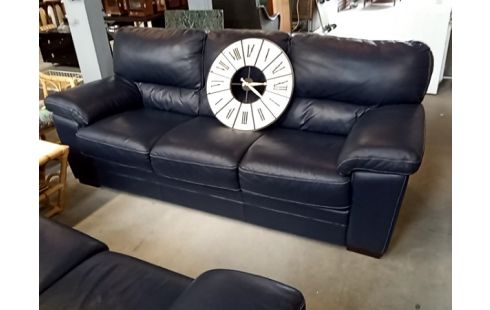 SALON CUIR BLEU 3+2