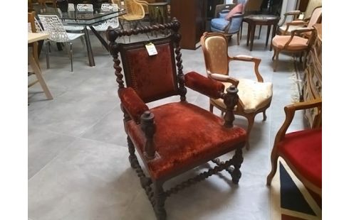 FAUTEUIL BOIS TOURNE ET SCULPTE HENRI II