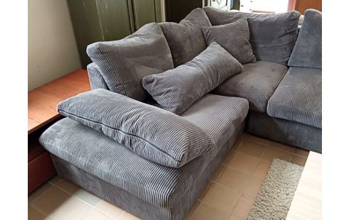 CANAPE D'ANGLE VELOURS COTELÉ BRUN