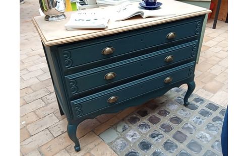 COMMODE PATINEE BLEUE STYLE LOUIS XV