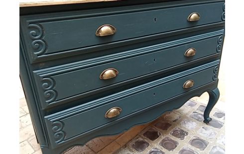 COMMODE PATINEE BLEUE STYLE LOUIS XV