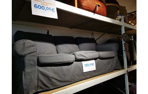 CANAPE 3 PLACES IKEA TISSU GRIS