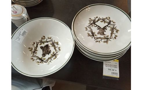 ASSIETTE ET SALADIER DECOR CHASSE