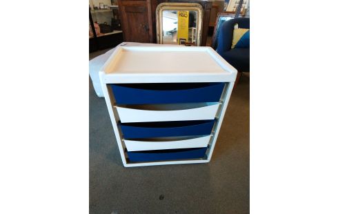 MEUBLE PRISUNIC VINTAGE BLANC BLEU