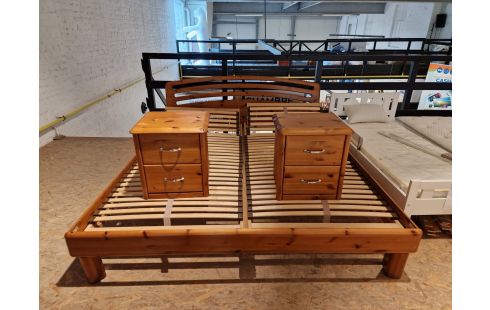 LIT EN PIN 180X200 SOMMIER TR + 2 CHEVETS