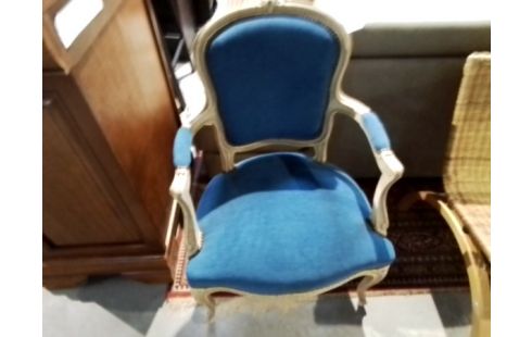 FAUTEUIL DE STYLE TISSU BLEU