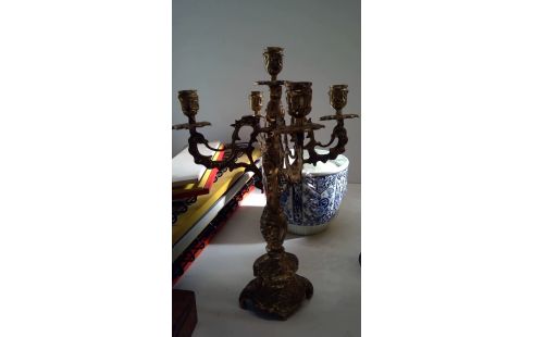 KANDELAAR 5 KAARSEN MESSING