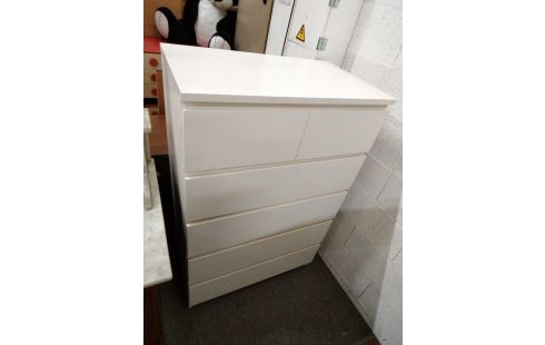 COMMODE BLANCHE 6 TIROIRS