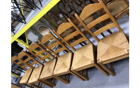 CHAISE CHENE PAILLAGE LOT DE 6