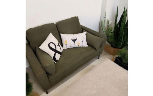 BANQUETTE 2PLACES PM VELOURS COTELE VERT MODERNE "SWEEK" MAISONS DU MONDE