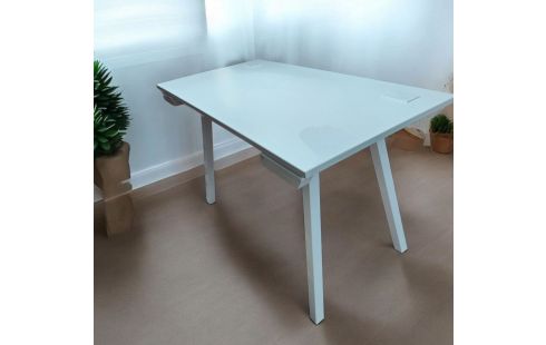 BUREAU 120CM MEL. BLANC RECTANGLE/GAUTIER