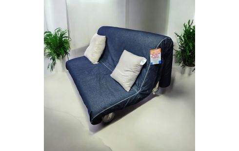 BANQUETTE BZ HOUSSE BLEU JEAN'S ET METAL BLANC MODERNE /IKEA