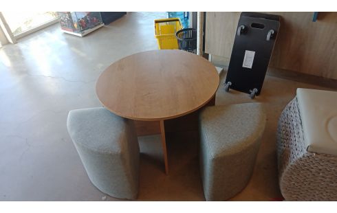 TABLE BASSE BOIS AVEC 4 POUF