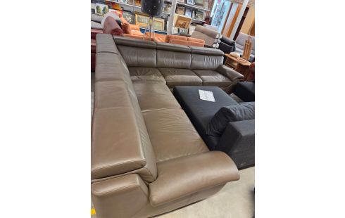 SALON D'ANGLE CUIR BRUN