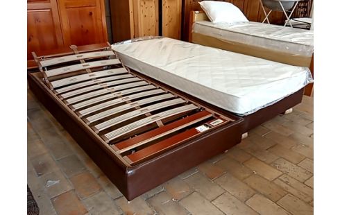 LIT 2 personnes avec sommiers sur roulettes brun