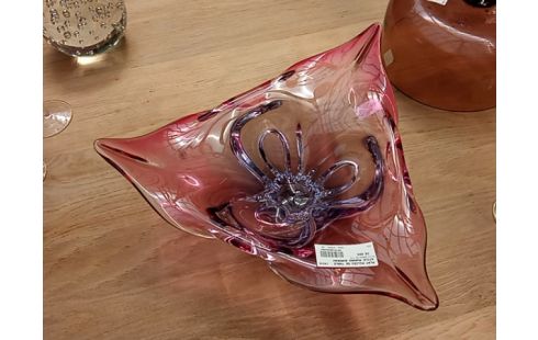 PLAT MILIEU DE TABLE STYLE MURANO BORDEAU