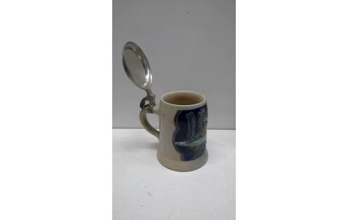 BIERGLAS KERAMIEK MET TIN DEKSEL