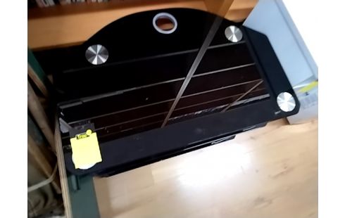 MEUBLE TV NOIR VERRE 2 NIVEAUX