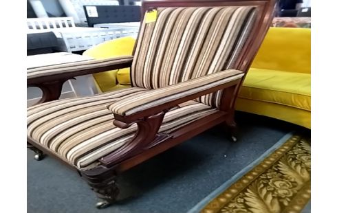 FAUTEUIL ANCIEN BOIS ET TISSU