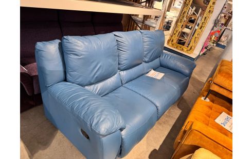 1021 CANAPE CUIR BLEU ROI RELAX MAN