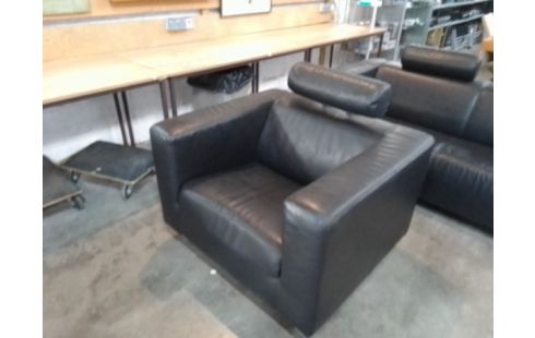 CANAPE CUIR NOIR + 1 FAUTEUIL