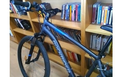 VELO ROCKRIDER ST 100 GRIS ET BLEU