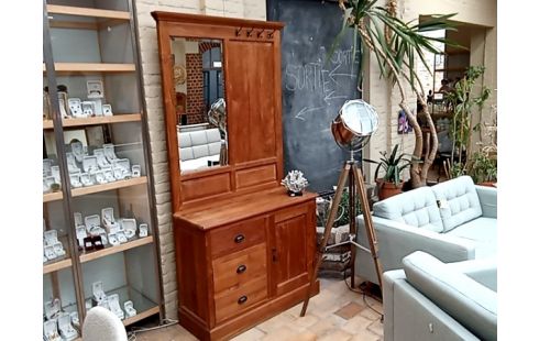 PORTE MANTEAU TECK MIROIR BISEAUTE