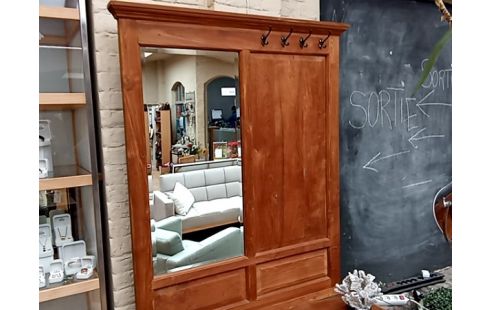 PORTE MANTEAU TECK MIROIR BISEAUTE