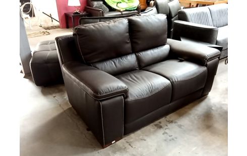 CANAPE 2 PLACES PU BRUN FONCE