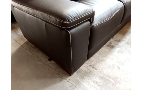 CANAPE 2 PLACES PU BRUN FONCE