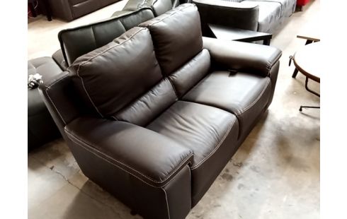 CANAPE 2 PLACES PU BRUN FONCE